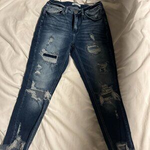 KanCan Signature Kurvy Mid Rise Ankle Skinny Jeans Distressed Hem Size 27